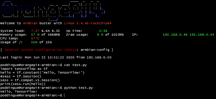 Installing TensorFlow on the Orange Pi 4B