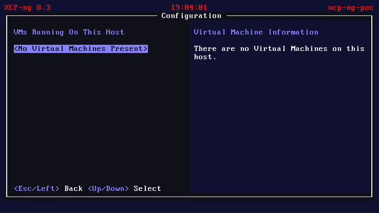 xsconsole showing all three agent VMs — halted and waiting for an OS